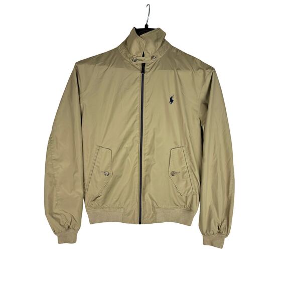 VTG Polo Ralph Lauren Tan Unlined Full Zip Harrington Canvas Jacket S